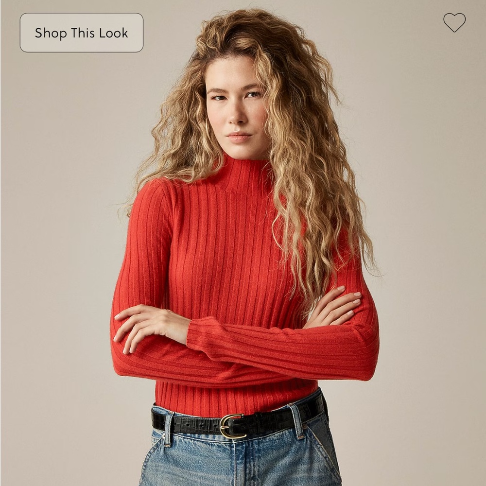 J. Crew Wide Rib Cashmere Turtleneck Sweatet